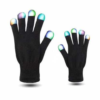 LED Gloves with Light Finger Set Colorful Glow Magic Halloween Fingertip Children's Flash Gloves 