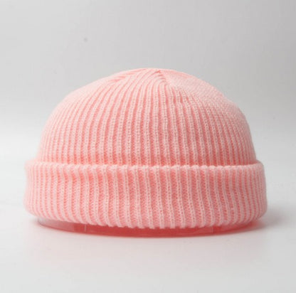 Cold hat, men's melon skin hat, winter woman, autumn and winter, solid color landlord, watermelon knitted sweater hat, pullover