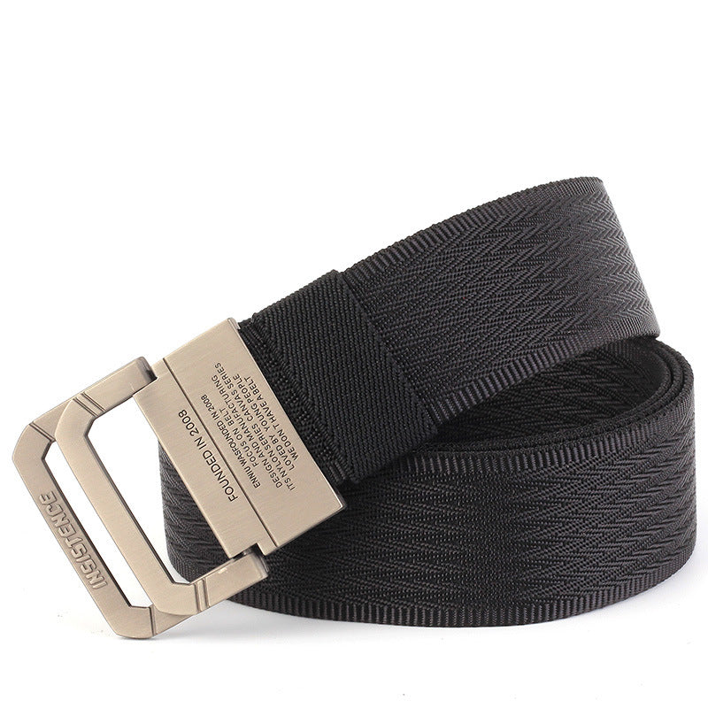 ENNIU Double-Ring Buckle Belt Nylon Canvas Belt Men's Youth Trendy Canvas Belt Fashion Casual Belt