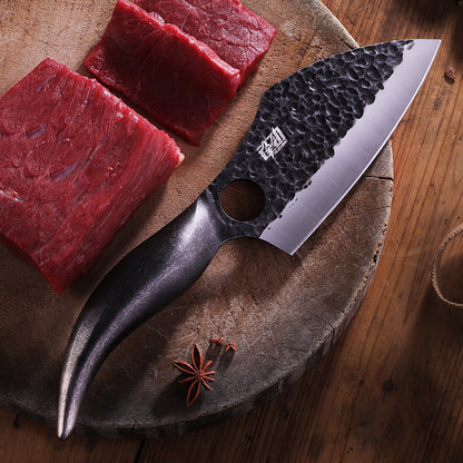 Forged Slaughtering Knife Hammer Pattern Deboning Machete Outdoor Multi-Purpose Portable Stainless Steel Meat Cleaver