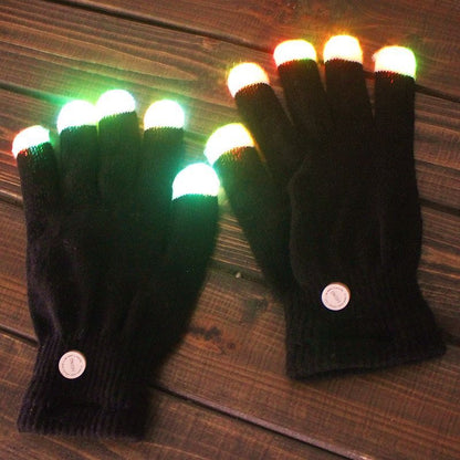 LED Gloves with Light Finger Set Colorful Glow Magic Halloween Fingertip Children's Flash Gloves 