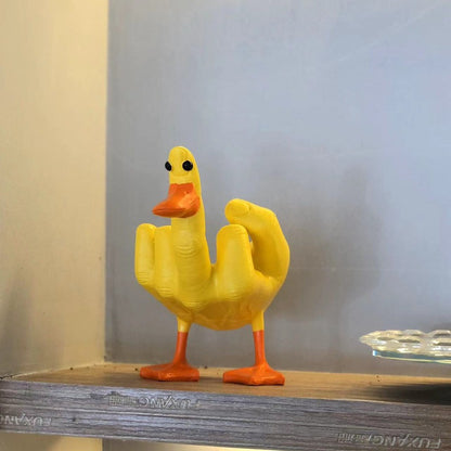 Statue de canard avec doigt d'honneur en résine, ornements artisanaux, canard, vous parodiez le doigt d'honneur, décoration de bureau