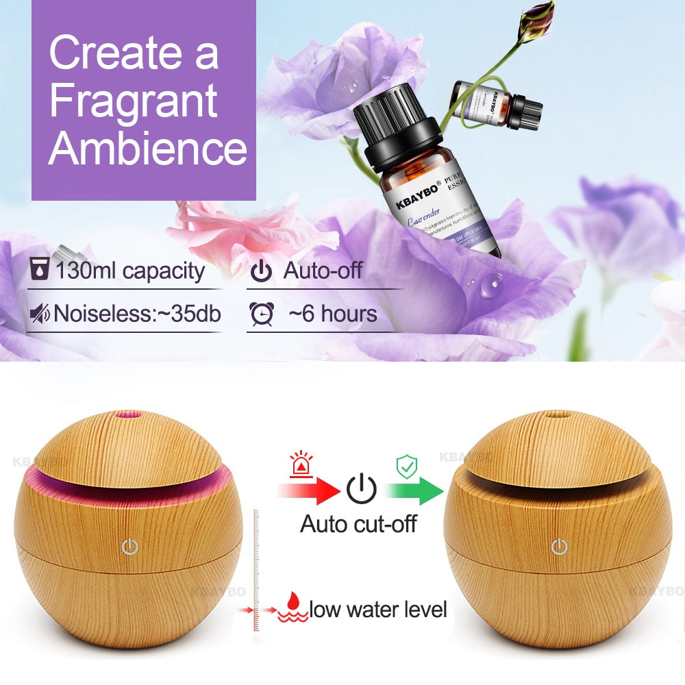 USB Aroma Essential Oil Diffuser Ultrasonic Cool Mist Humidifier Air Purifier 7 Color Change LED Night light for Office Home