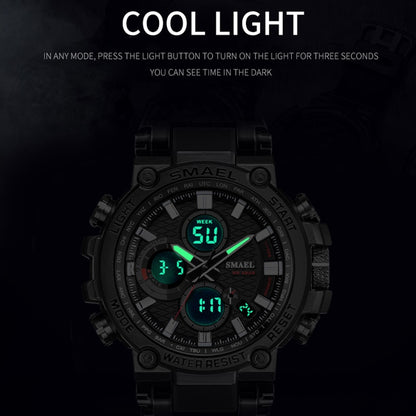 SMEAL 1803 Herren Sportuhren Digital Doppelzeit Chronograph Uhr Herren LED Chronometre Wochenanzeige Armbanduhren Montre Homme Stunde