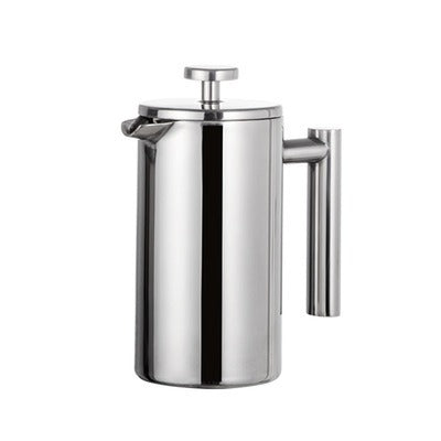 Kaffeekanne 304 Edelstahl French Press Doppelschicht Handgießkanne mit geradem Griff 