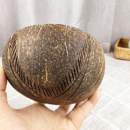 Old Coconut Shell Bowl Breakfast Oatmeal Bowl Coconut Shell Tableware Sugar Water Light Food Container Fruit Shake Salad Bowl