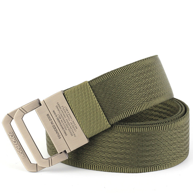 ENNIU Double-Ring Buckle Belt Nylon Canvas Belt Men's Youth Trendy Canvas Belt Fashion Casual Belt