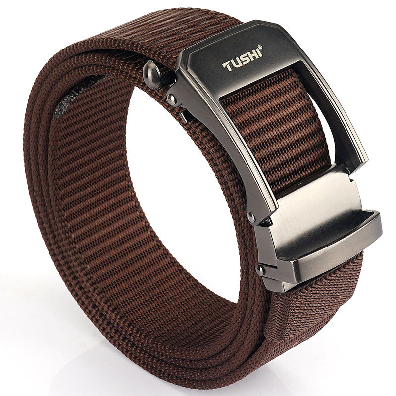 Belt Men Toothless Automatic Buckle Nylon Canvas Belt Outdoor Leisure Breathable Belt Woven Elastic Elastic Belt