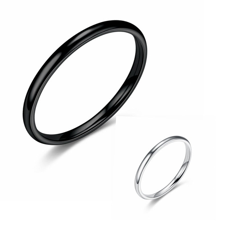 Ing Style Light Luxury Design Sense 2mm Titanium Steel Fine Ring Female Niche Vegetarian Circle Light Surface Couple Ring