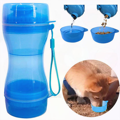 Bouteille d'eau portable pour animaux de compagnie, bouteille d'eau de voyage en plein air, tasse de nourriture, tasse à double usage, bouteille à boire, fournitures pour chats et chiens