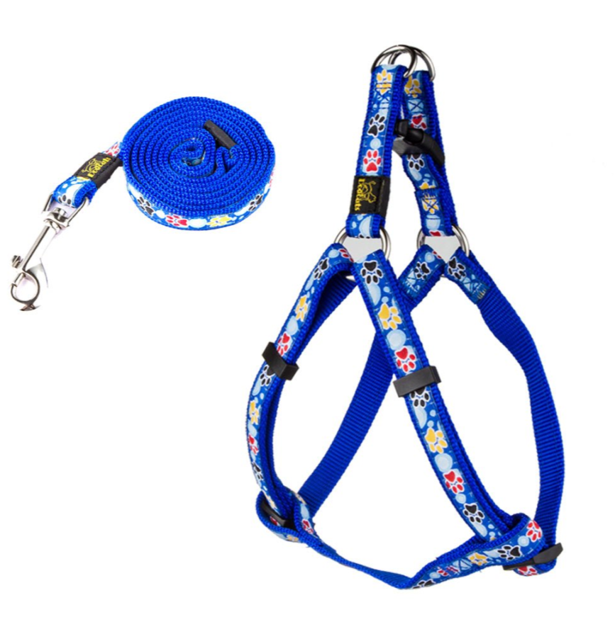 New Dog Paw Print Nylon Leash Collar (With Leash) Set Of Pet Supplies - PrimeDiscount