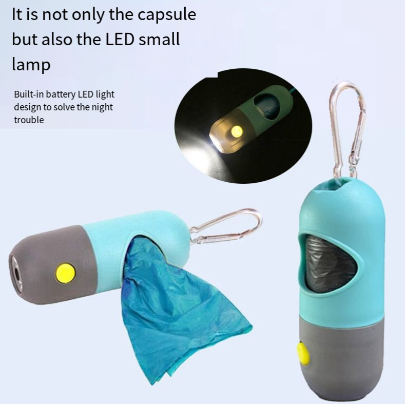 Distributeur multifonctionnel de sacs poubelles pour animaux de compagnie à LED avec lumière pour chats et chiens, sac de toilette, produit de nettoyage de pilules