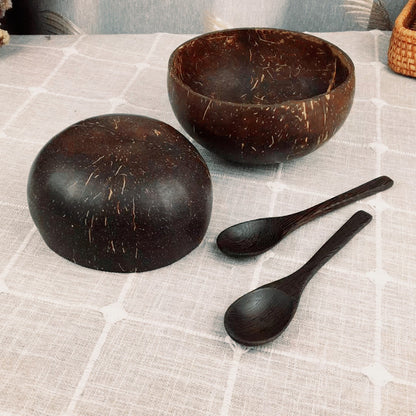 Old Coconut Shell Bowl Breakfast Oatmeal Bowl Coconut Shell Tableware Sugar Water Light Food Container Fruit Shake Salad Bowl