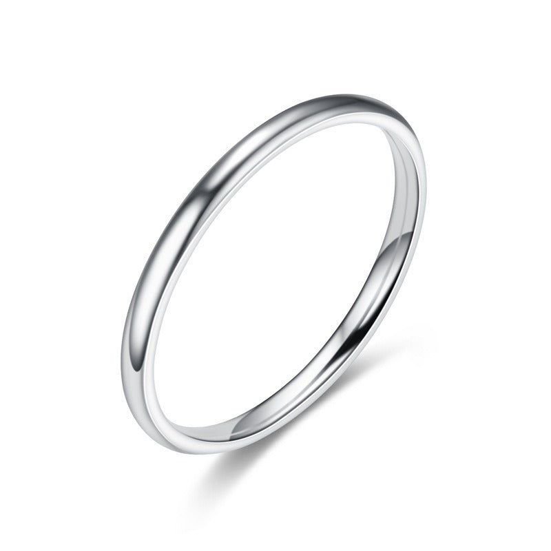 Ing Style Light Luxury Design Sense 2mm Titanium Steel Fine Ring Female Niche Vegetarian Circle Light Surface Couple Ring