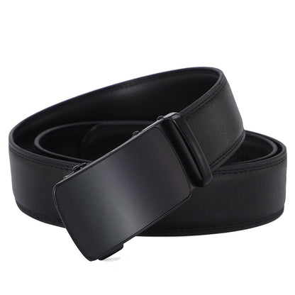 Ceinture tendance haut de gamme en cuir de vachette à deux couches avec boucle automatique pour hommes