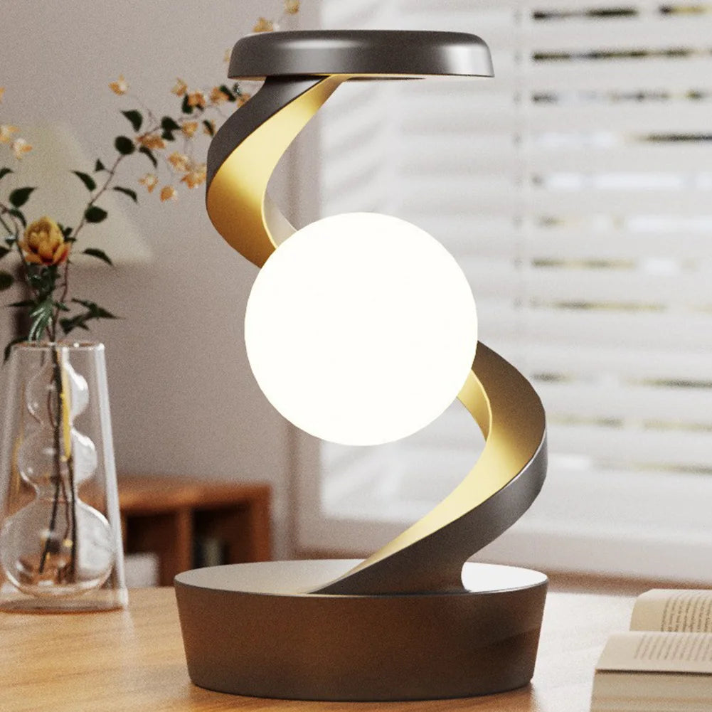 Floating and Spinning in Air with LED Moon Lamp RGB Floating Moon Table Lamp with Wireless Phone Charger for Office Bedroom Home