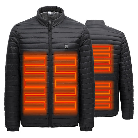 Intelligent heating cotton jacket USB charging heating cotton jacket for male and female couples Korean version warm jacket with four zones heating