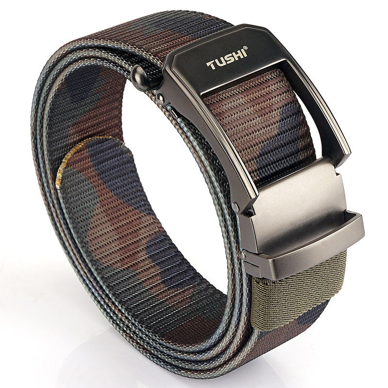 Belt Men Toothless Automatic Buckle Nylon Canvas Belt Outdoor Leisure Breathable Belt Woven Elastic Elastic Belt