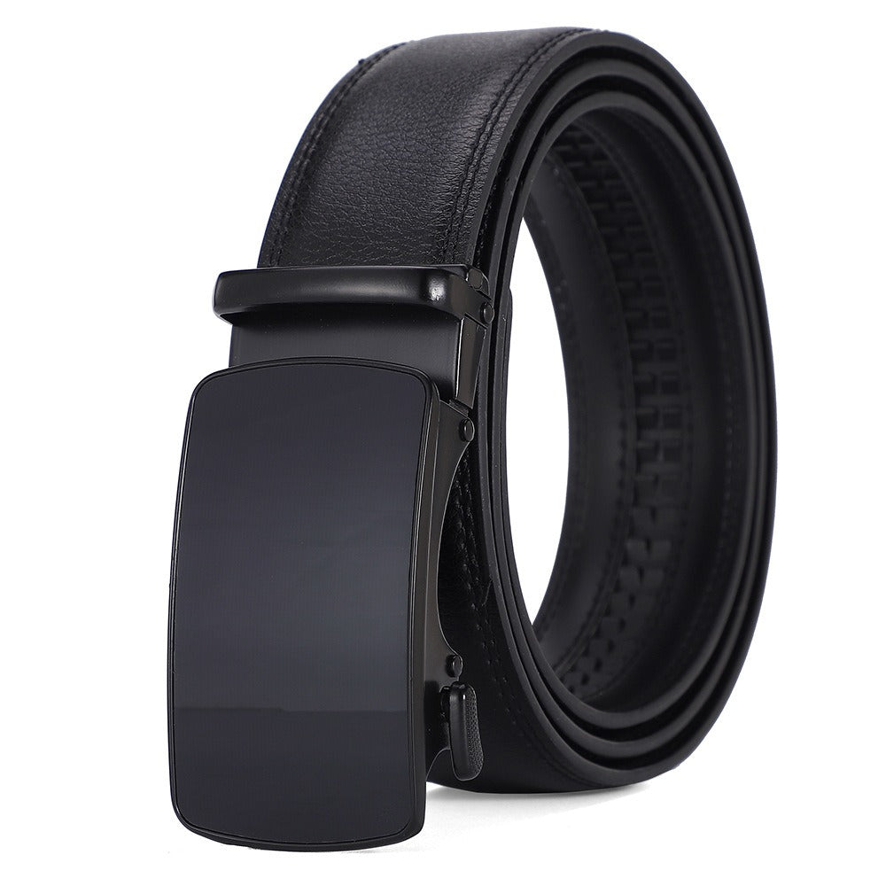 Ceinture tendance haut de gamme en cuir de vachette à deux couches avec boucle automatique pour hommes