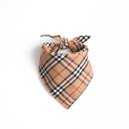 Pet triangle scarf, neck tie, saliva towel, dog scarf, double-layer Scottish British style - PrimeDiscount