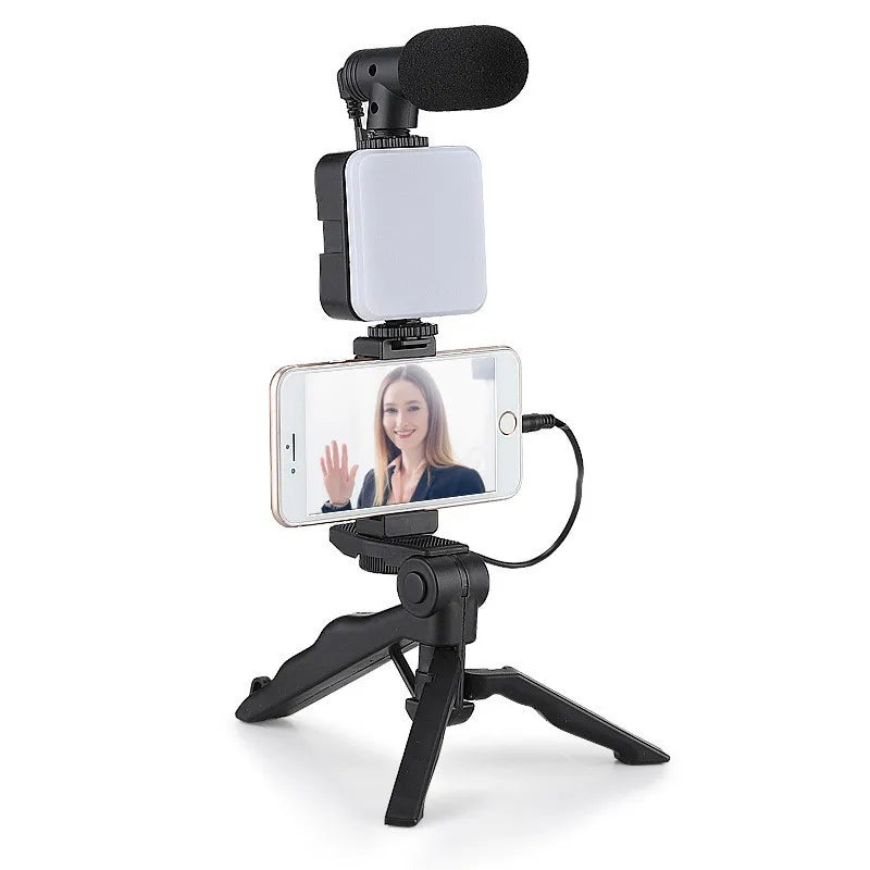 Kit de vlogging pour téléphone portable, trépied, lumière de remplissage 36 LED et mini microphone pour diffusion en direct, vidéo TikTok YouTube