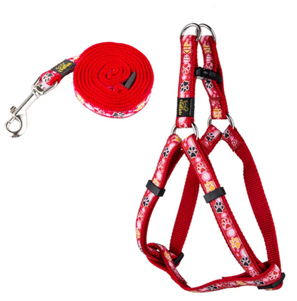 New Dog Paw Print Nylon Leash Collar (With Leash) Set Of Pet Supplies - PrimeDiscount