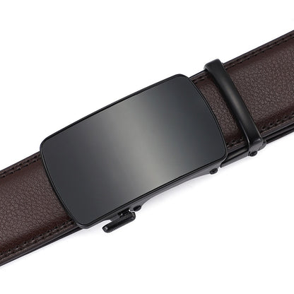 Ceinture tendance haut de gamme en cuir de vachette à deux couches avec boucle automatique pour hommes