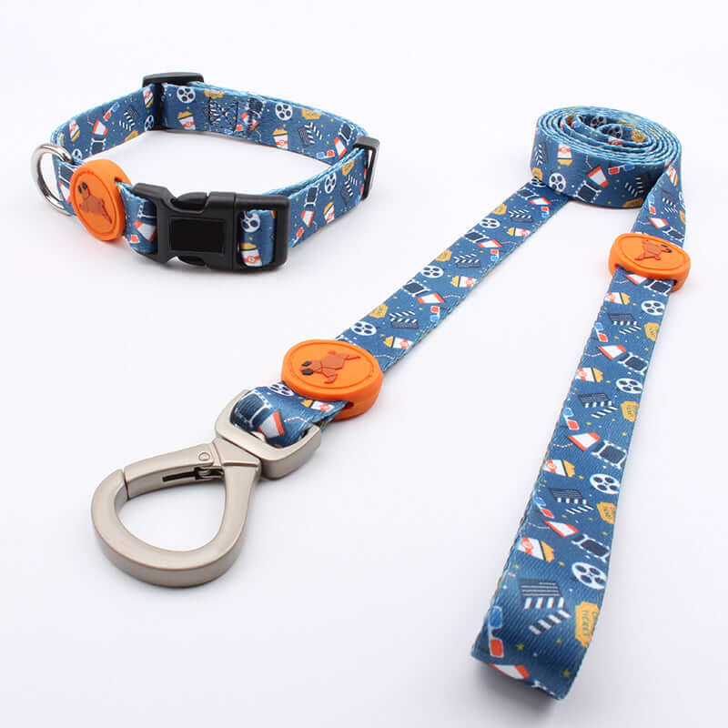 Printed Dog Leash Vest Large Dog Pet Leash Suit Cute Pet Collar Big Dog Leash Three Piece Set - PrimeDiscount