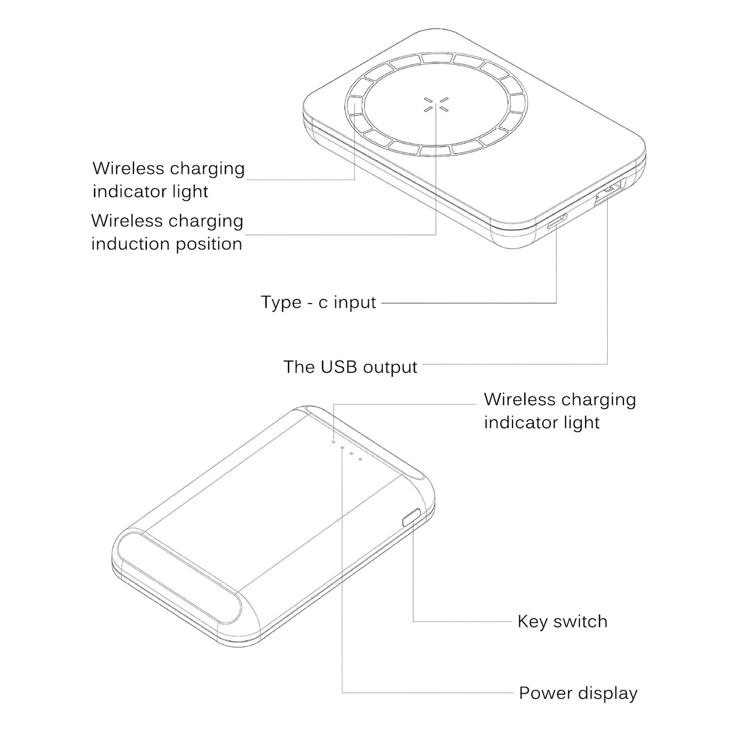 Eingebaute N52 Magnet Power Bank 5000mAh Tragbare Lade LED Externe Batterie PowerBank 5000 MAh 