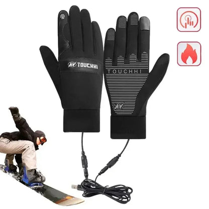 USB Heated Gloves Waterproof Touchscreen Winter Snowboard Gloves Hand Warmer Outdoor Fishing Skiing Motorcycle Bicycle Glove