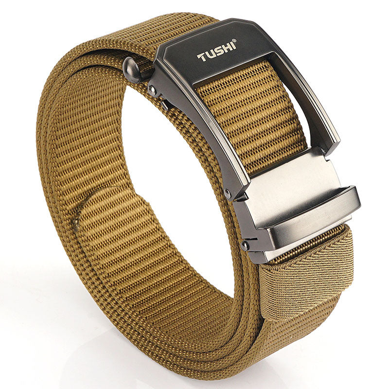 Belt Men Toothless Automatic Buckle Nylon Canvas Belt Outdoor Leisure Breathable Belt Woven Elastic Elastic Belt