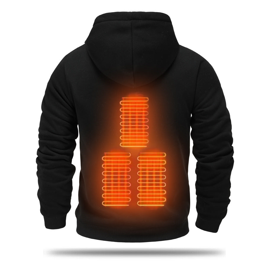 Sweat-shirt chauffant à capuche pour homme, sweat-shirt chauffant USB, chauffage électrique extérieur chaud