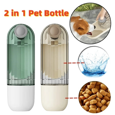 2-in-1 Portable Dog Water & Food Dispenser - Leakproof Travel Cup