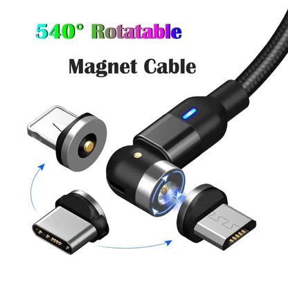 540 Degree Rotatable Apple Magnetic Charger For iPhone Cable USB C Magnetic Micro USB Cable Type C Gaming Cord Wire For Charging - PrimeDiscount