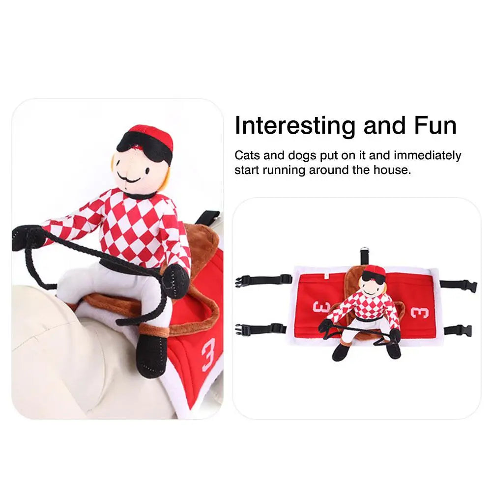 Pet Dog Santa Claus Riding Costume Pet Clothing Flannel Saddle-shaped Pet Cats Dogs Clothes